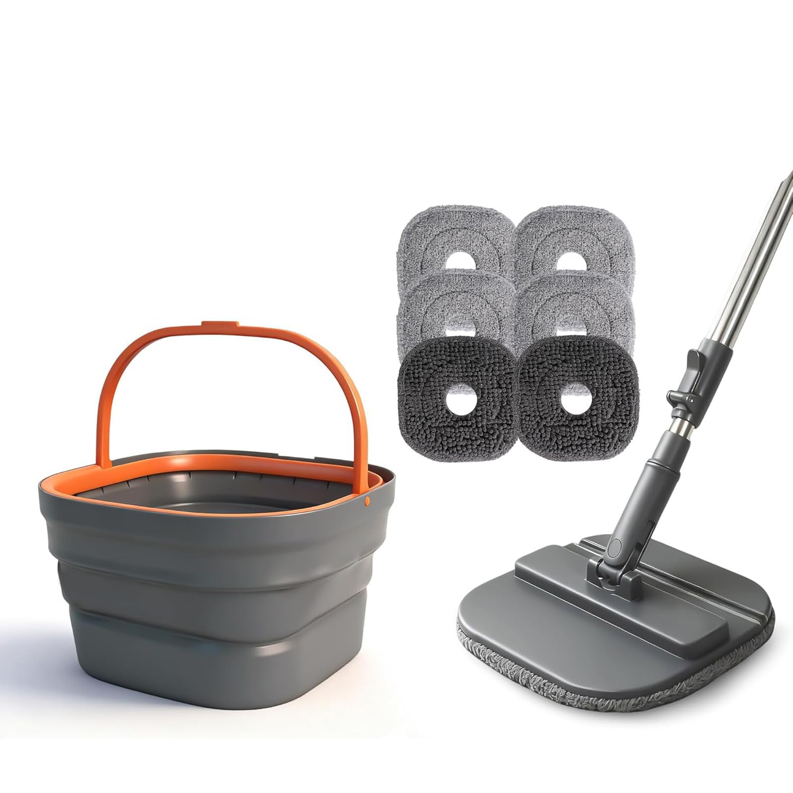Juego de Limpieza de Pisos de Microfibra Multiusos con de Metal y 6 recambios Lavables a máquina para Uso doméstico Estructura de Cubo para fregona Antideslizante