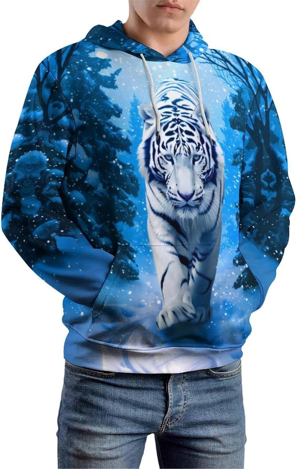 Men's Cool 3D Animal Graphic Pullover Hoodie Casual Streetwear Sweatshirts with Front Pockets - Image 4