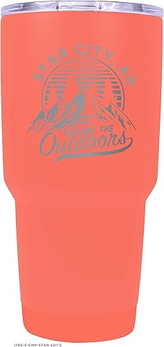 Miniatura 1 de Star City Arkansas recuerdo grabado láser 24 oz vaso de acero inoxidable aislado Coral