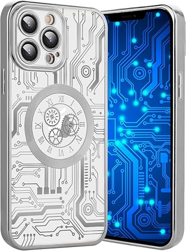 VirgoCCY Funda para iPhone 13 Pro Max, compatible con fundas magnéticas MagSafe, diseño transparente de patrón chapado de lujo para hombres y