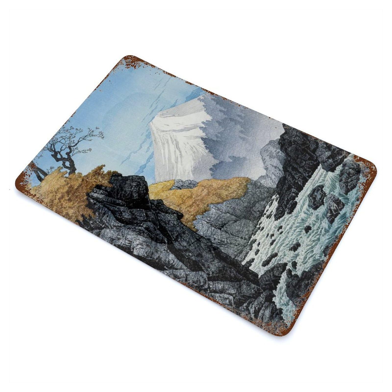 Mount Fuji Landscape Vintage Metal Tin Sign 11.8"x7.9", Ideal for Cafe, Home Bar And Lounge Decor