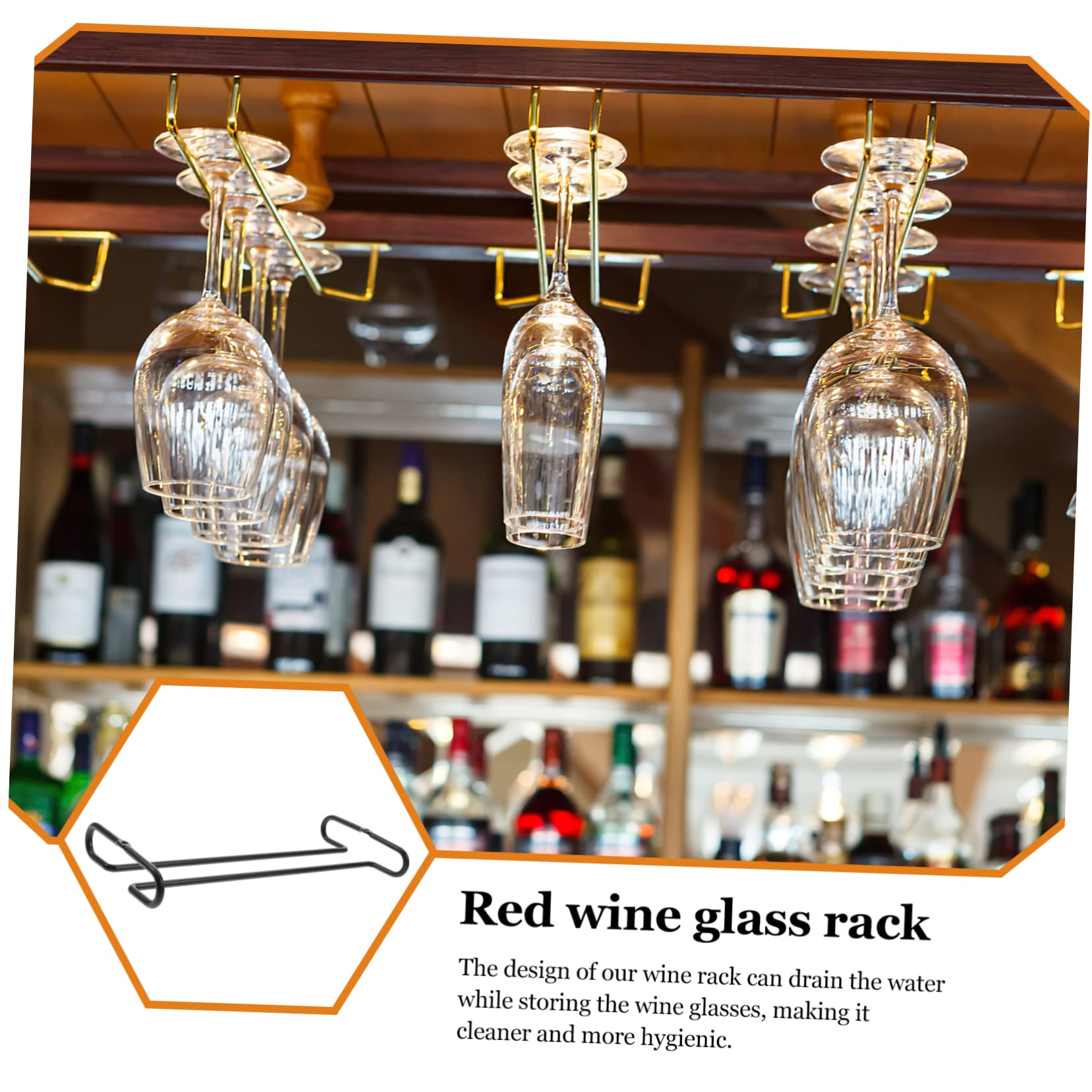 Zerodeko Hanging Wine Glass Rack Iron Goblet Holder for Kitchen Bar Space Saving Design Organizes Stemware for Cabinets and Counters Finish