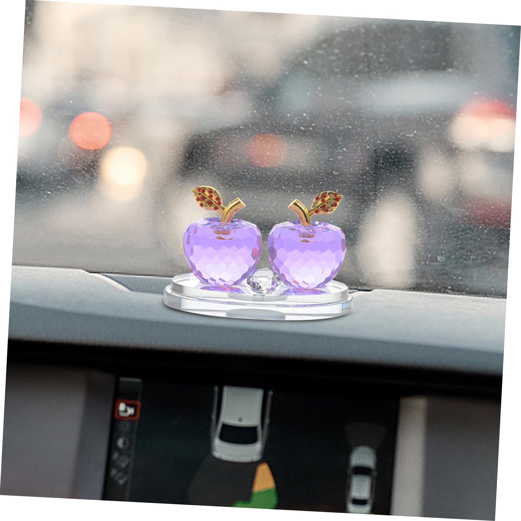 ULTECHNOVO Glasapfel-parfümbehälter für Armaturenbrett Leerer Aromatherapie-behälter für Auto Duftspender für Autoinnenraum Armaturenbrett-dekoration aus Glas Duftbehälter für Auto Apfelförmi