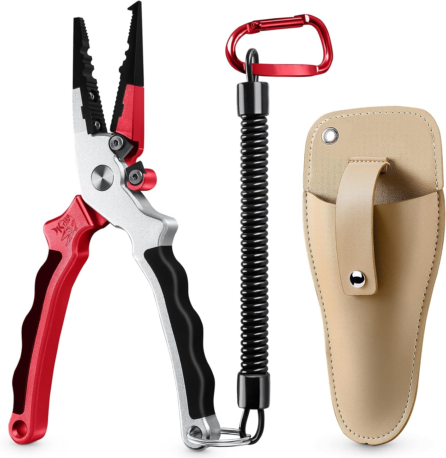 KRLAO Fishing Pliers Fish Hook Remover Muti-Function Split Rings Pliers Braid Line Cutter, Corrosion Resistant Saltwater Fishing Tool Set with Leather Sheath & Lanyard, Fishing Gifts for Men : Sports & Outdoors
