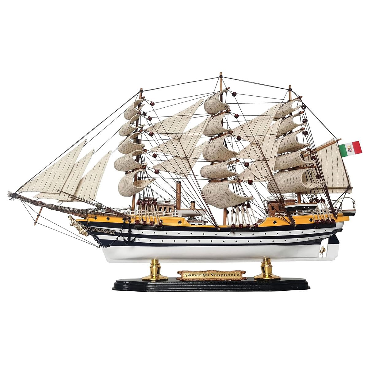 YLME Maquette de bateau en bois Amerigo Vespucci Maquette de voilier en bois massif Voilier en bois Décorations nautiques en bois Collection maison Pour offrir,52CM