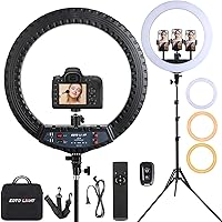 Vista 1 de Anillo de luz LED de 21 pulgadas con soporte para trípode, anillo de luz de video para fotografía de selfie, grabación de vlogs, conferencias
