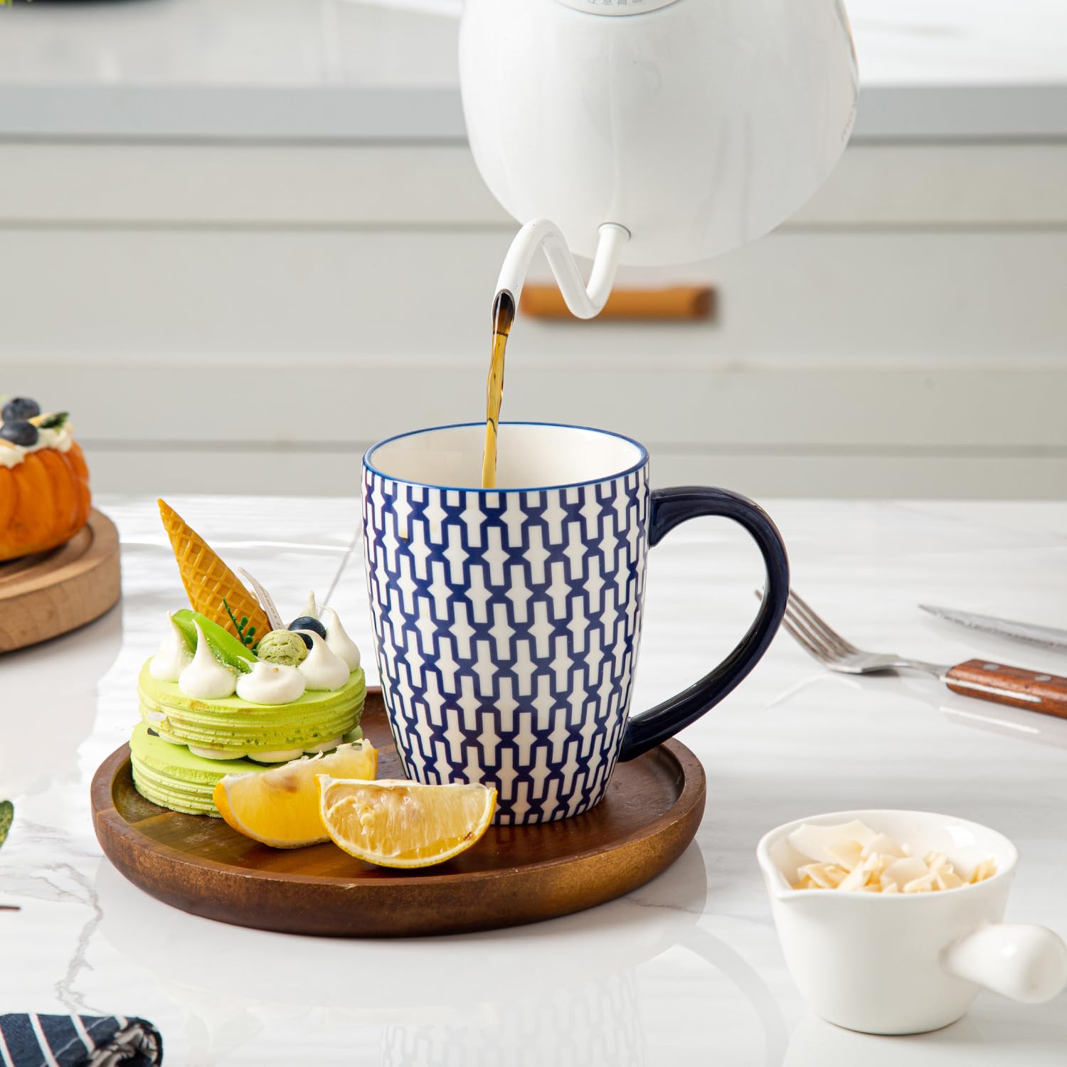 Amazon.com: Ceramic Coffee Mugs Set - 16 Oz Large Porcelain Tea Cups with  Handle for Women Men Cocoa Cappuccino Latte - Christmas Housewarming Gift -  Dishwasher Safe - Set of 6 - Vintage Blue : Home & Kitchen