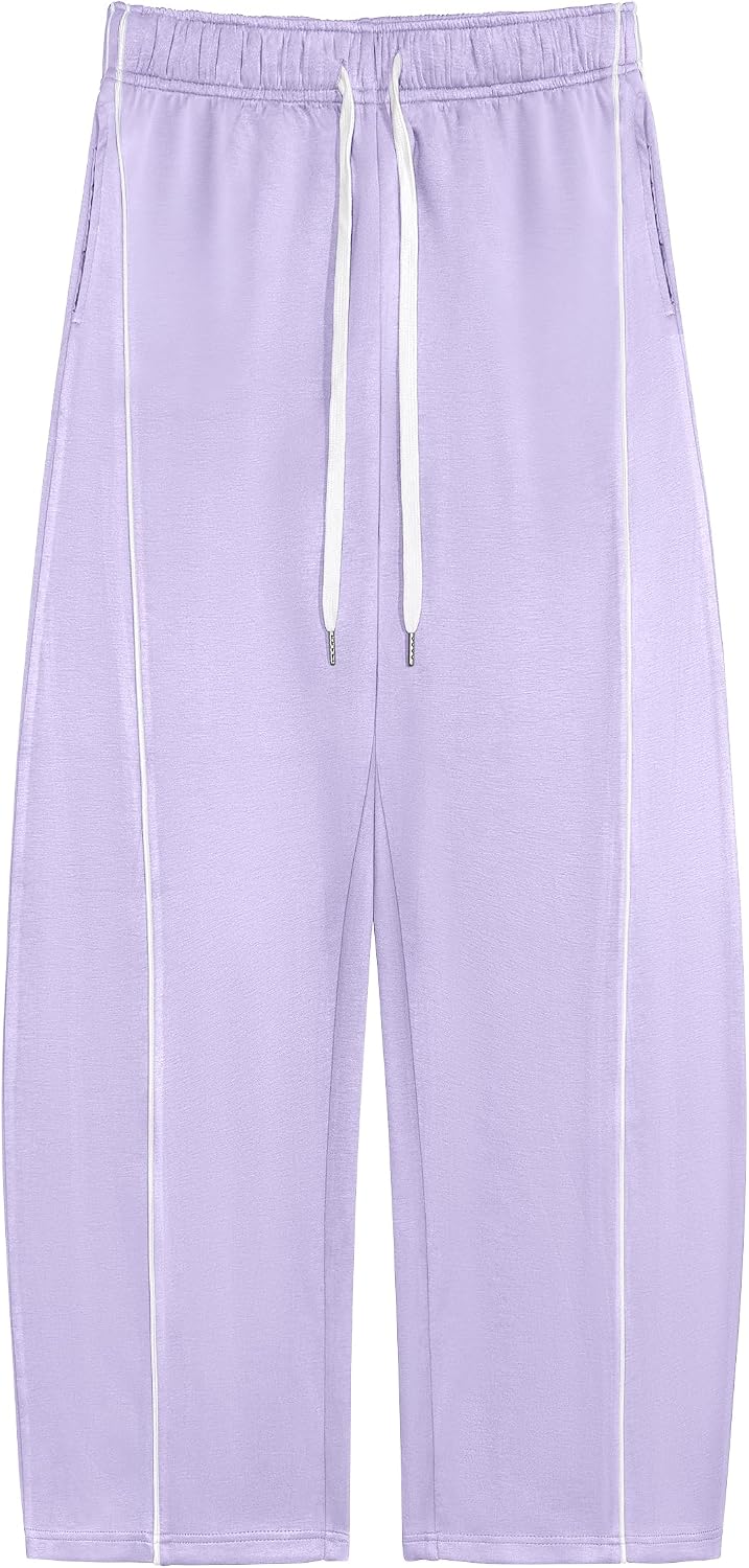 IVIR Barrel Sweatpants Women Side Strpied Baggy Sweat Pants High Waist Pajama Sweats Y2K Joggers with Pockets