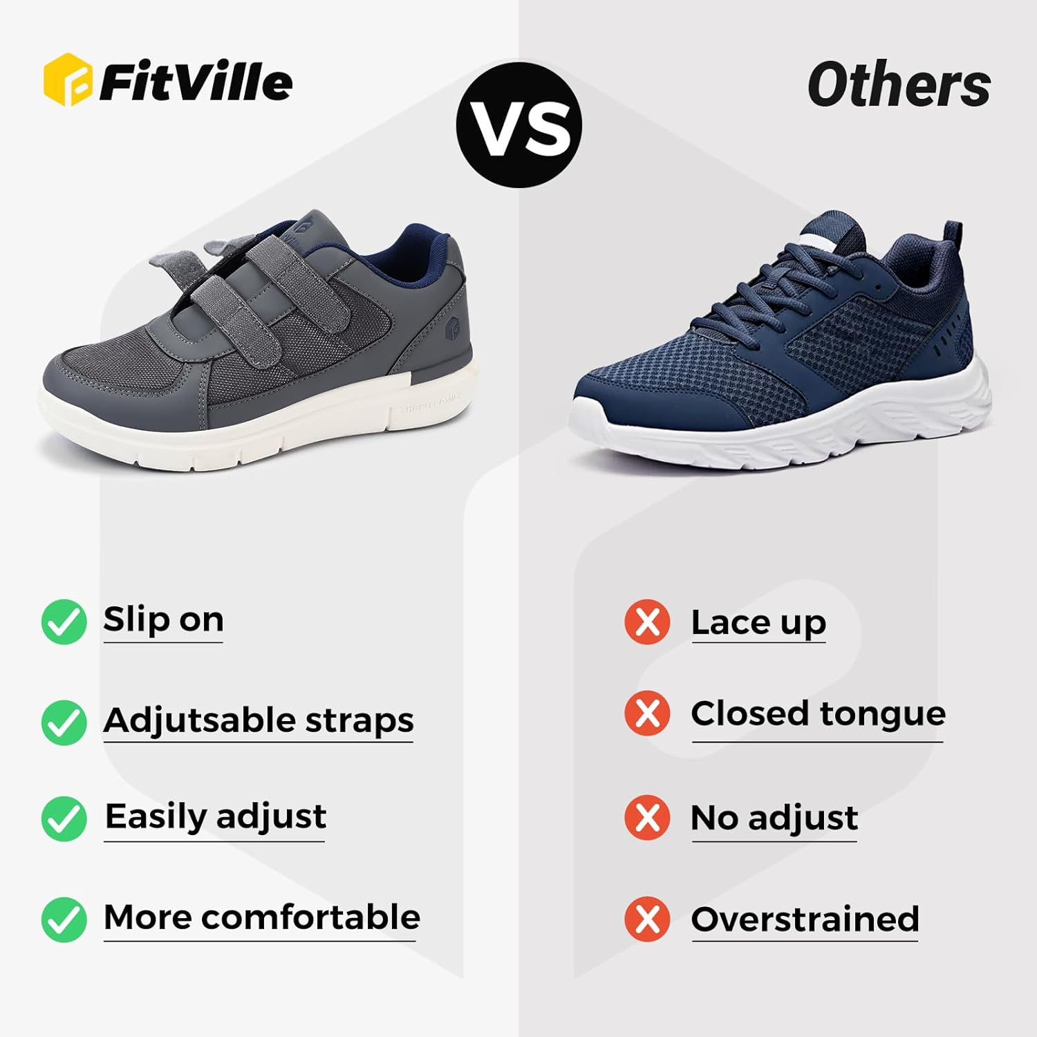 FitVille Diabetic Shoes for Men Extra Wide Width, Mens Diabetic Shoes for Neuropathy, Swollen Feet, Pain Relief with Adjustable Straps - Image 6