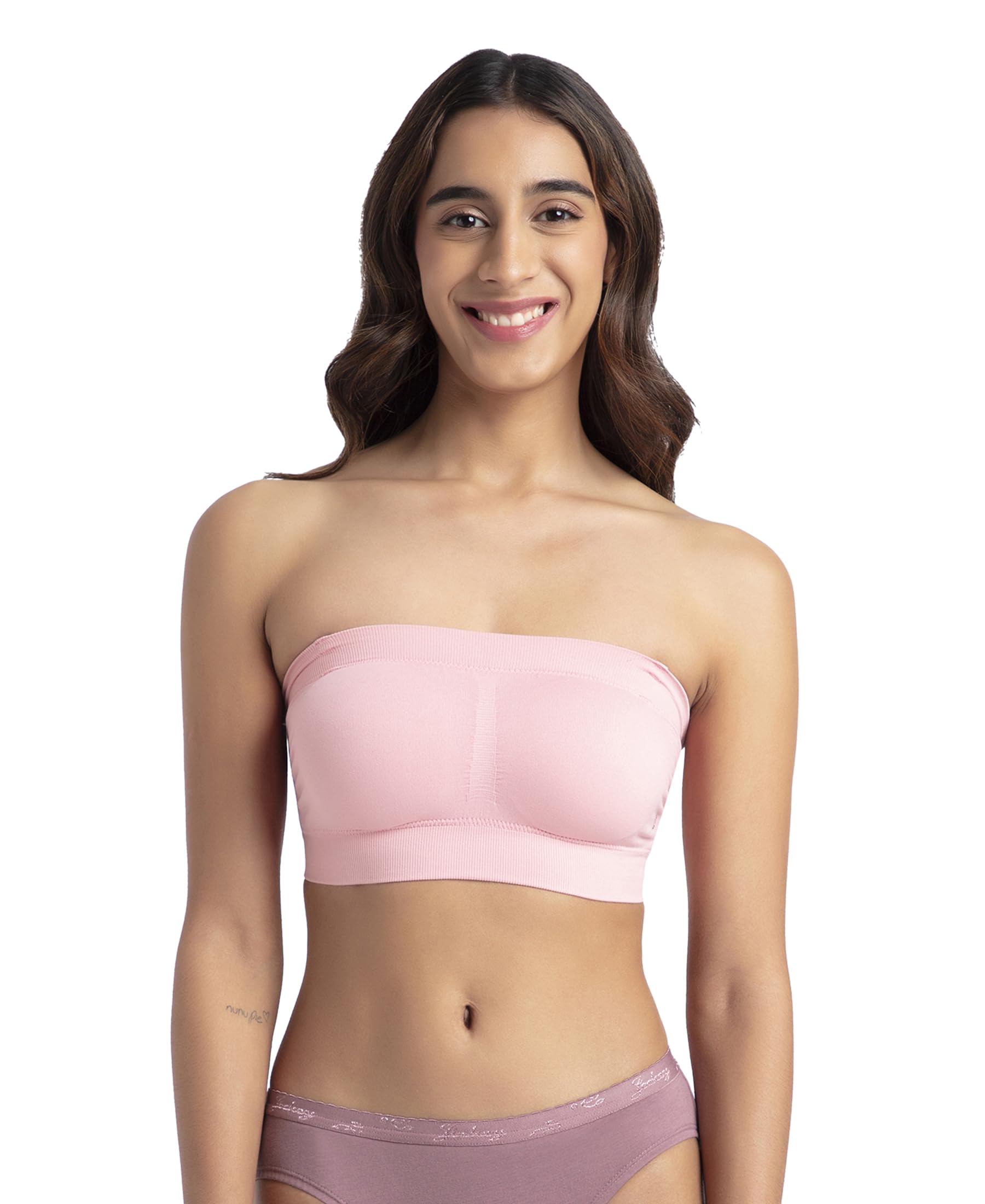 jockey 1545 Women's Wirefree Padded Micro Touch Nylon Elastane Stretch Full Coverage Bandeau Bra with Removeable Pads and Detachable Transparent Straps-picture-53