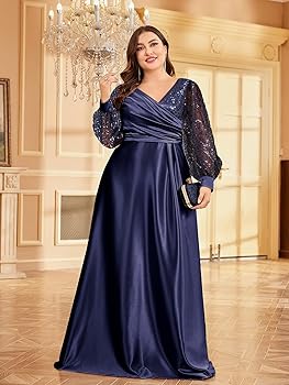knee length dresses for ladies Ball Gown Appliques Long Sleeve Satin Dress – alinanova