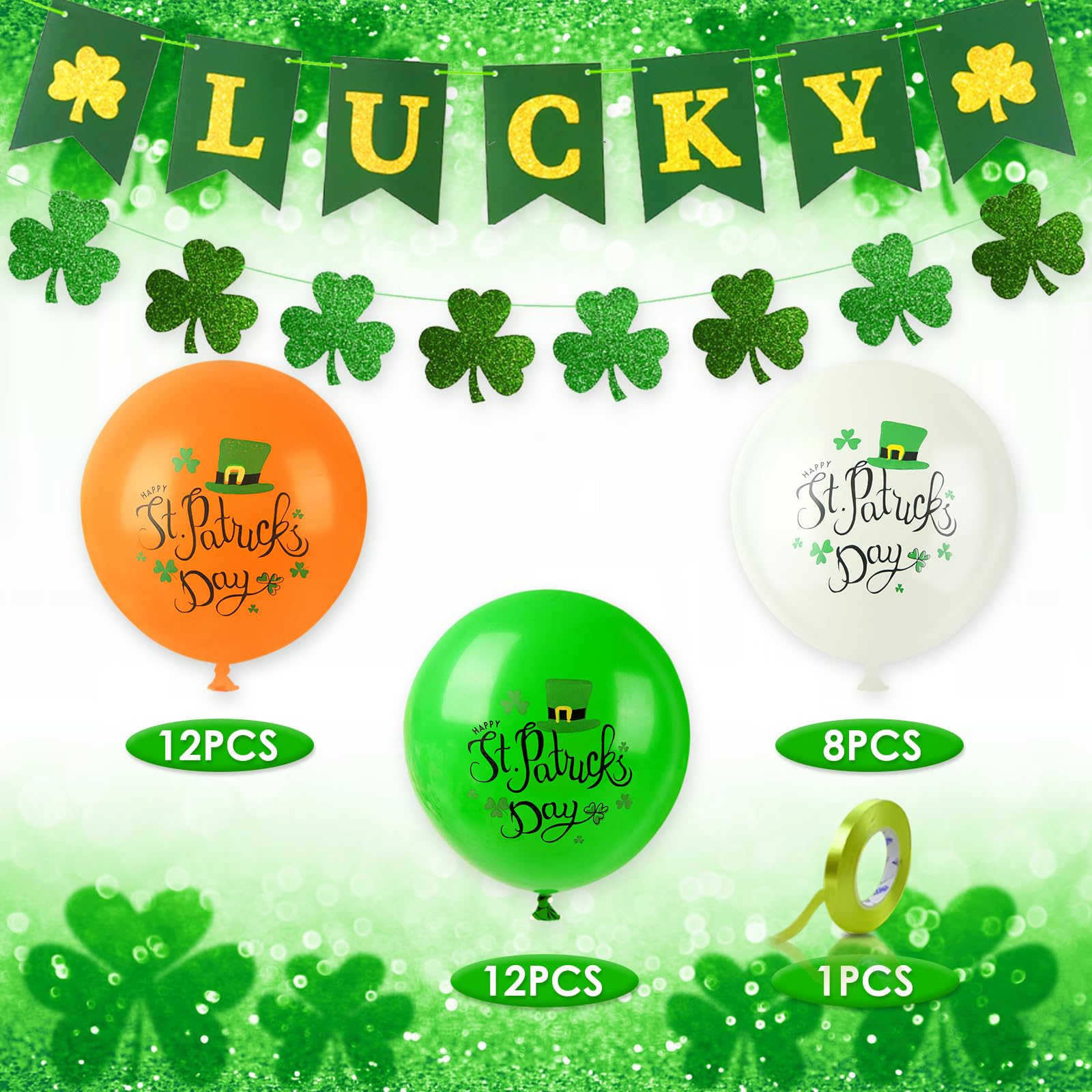 AhfuLife 32 Pcs St. Patrick's Day Balloons, 12 Inches Large Irish Party Decorations Balloons for Home Green - Image 2