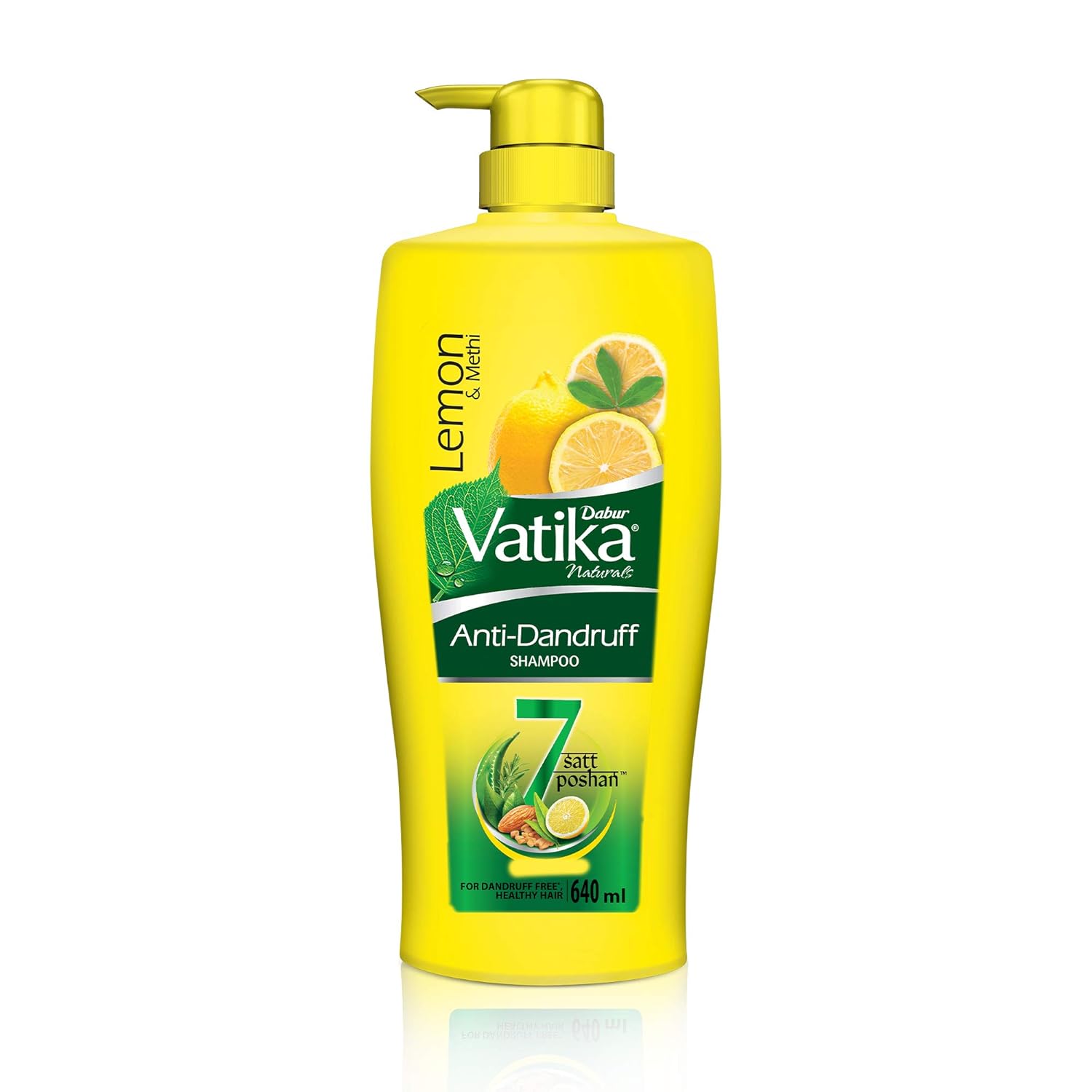 Dabur Vatika Anti Dandruff Shampoo, with Lemon & Methi for Dandruff Free Hair - 640ml & Dabur Vatika Health Shampoo, with Henna & Amla for Problem Free Hair - 640ml