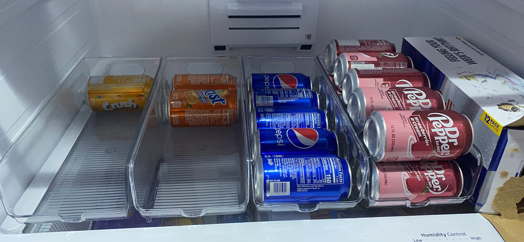 Soda Can Dispenser Organizer in Refrigerator
