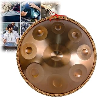 Harmonic Handpan Drum in D Minor Steel Drum 9/10/12 Notes 22 Inch with Soft Hand Pan Bag, Percussion Instrument for Sound Healing, Personal Meditation,Yoga Hand Pan (Color : Gold, Size : 9 NOTES_432