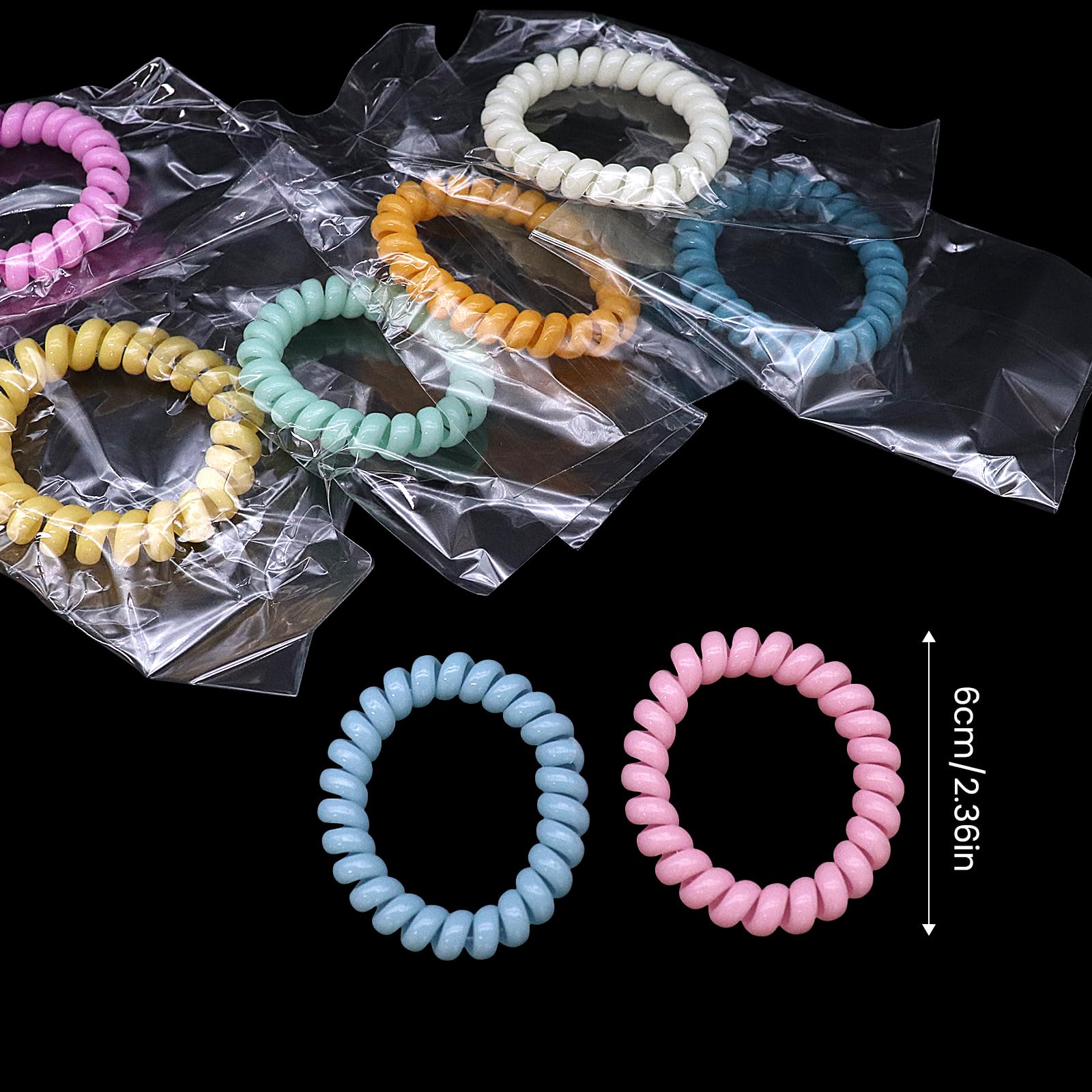 36 elastici per capelli a spirale colorati da donna, avvolti singolarmente, elastici per capelli sottili, nessun danno, per capelli spessi, senza pieghe