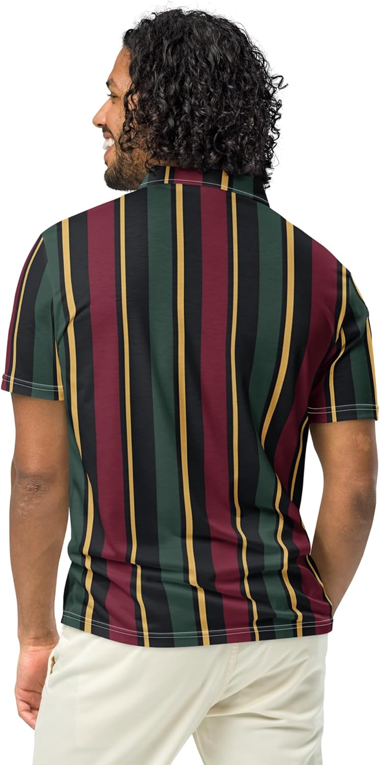 Men's Slim Fit Polo Shirt - Lightweight Stretchy Jersey Short Sleeve Golf Shirt with White Buttons