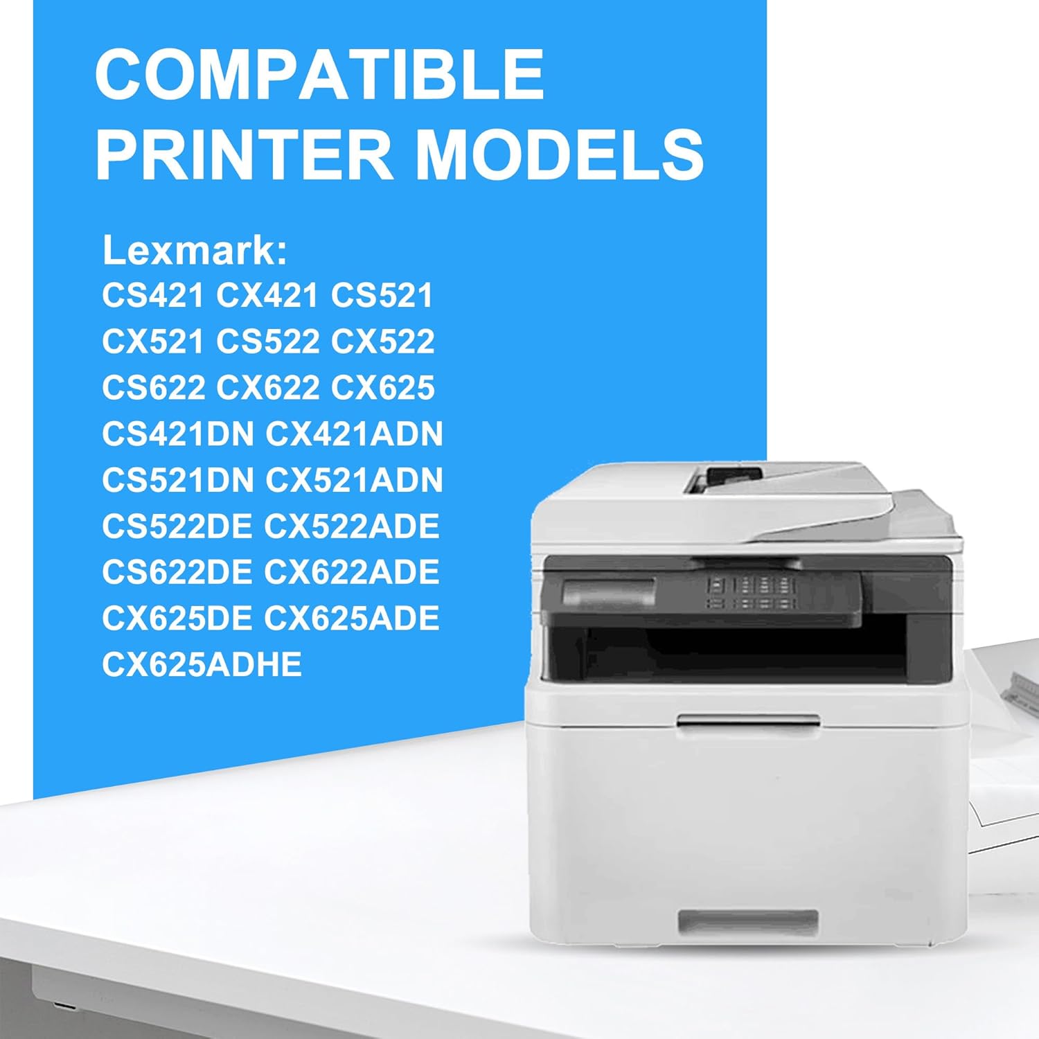 78C10 Toner Cartridge CS421 Toner Replacement for Lexmark 78C10K0 78C10C0 78C10M0 78C10Y0 for CS421 CX421 CS421DN CX421ADN CS521 CX521 CS521DN CX521ADN CS522 CX522 CS622 CX622 CX625 Printer (KCMY)