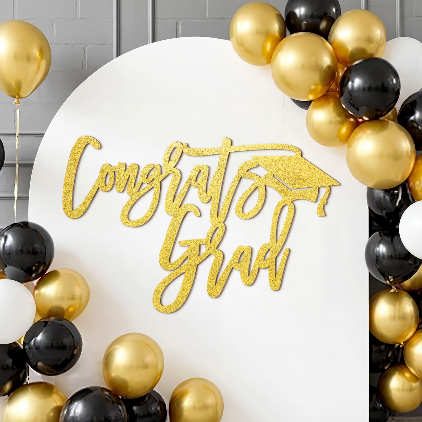 Photo 1 of 2026 Graduation Decorations Congrats Grad Wood Sign for Class of 2026 Graduation Party Backdrop Decorations Cutout Graduations Photo Booth Prop for School Celebration Sign Wall Decor(Gold)