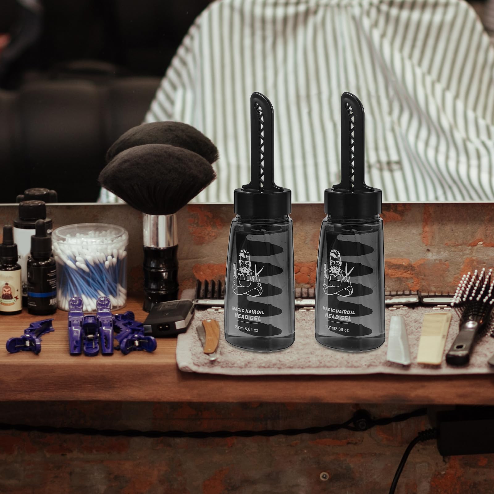 Abaodam Botella Vacía de Gel Cabello Pack de 3 Piezas 260ml con Peine Aplicador Plástico Ligero para Peinado Masculino Adecuado para Peluquería y Uso Diario