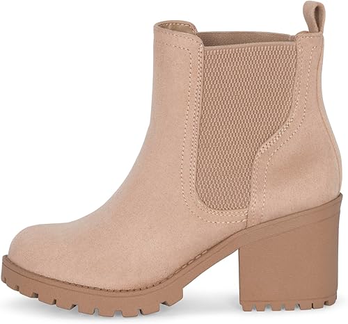 STYLISH S ABBY - Botines Chelsea con plataforma para mujer, tacón grueso, suela de lengüeta