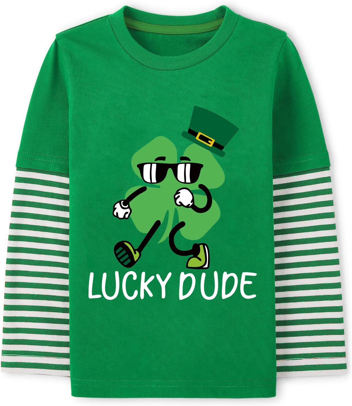Kids St.Patrick's Day Shirt for Boys Girls Clover Patchwork T-Shirts Long Sleeve Irish Tees Lucky Shamrock Tops 4-10 Years