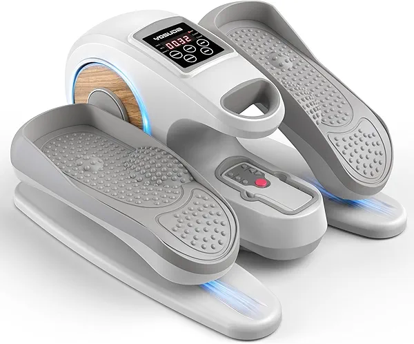 YOSUDA Under Desk Elliptical Electric,Ellipse Leg Exerciser for Seniors,Fully Assembled Seated Pedal Exerciser with Remote Control with Free Footstraps & 10 Adjustable Speeds White