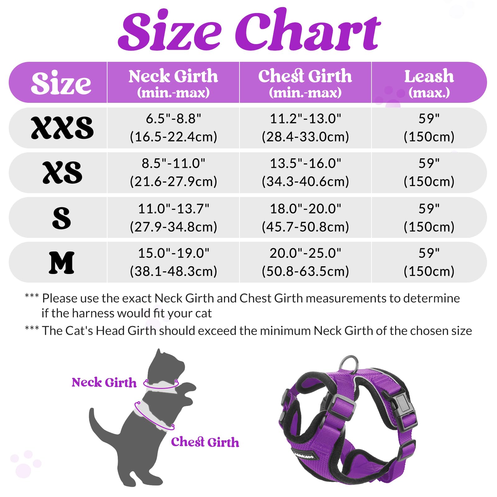 rabbitgoo Pettorina Gatto Antifuga con Guinzaglio, Guinzaglio per Gatti Regolabile, Pettorina Cane Taglia Piccola Riflettente, Imbracatura Gatto Adulto in Maglia Traspirante per Camminare, Viola, XXS