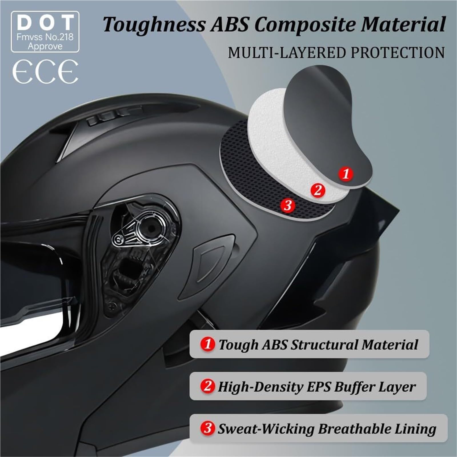 Casco de Motocicleta Modular Integral abatible con Bluetooth, homologado por Dot/ECE, con Doble Visera, Altavoz y micrófono Integrados, Ligero y ventilado for Hombre y Mujer.(O,L 57~58CM)
