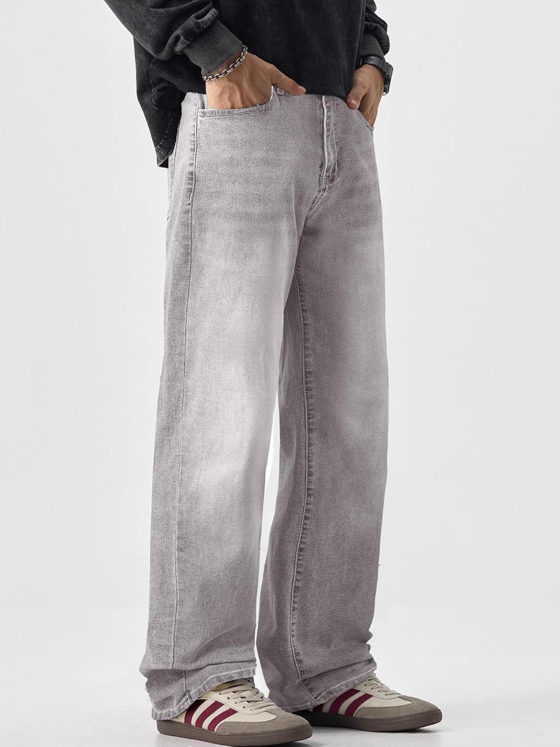 JMIERR Men's Baggy Jeans Wide Leg Skater Hip Hop Denim Pants Loose Fit Streetwear - Image 8