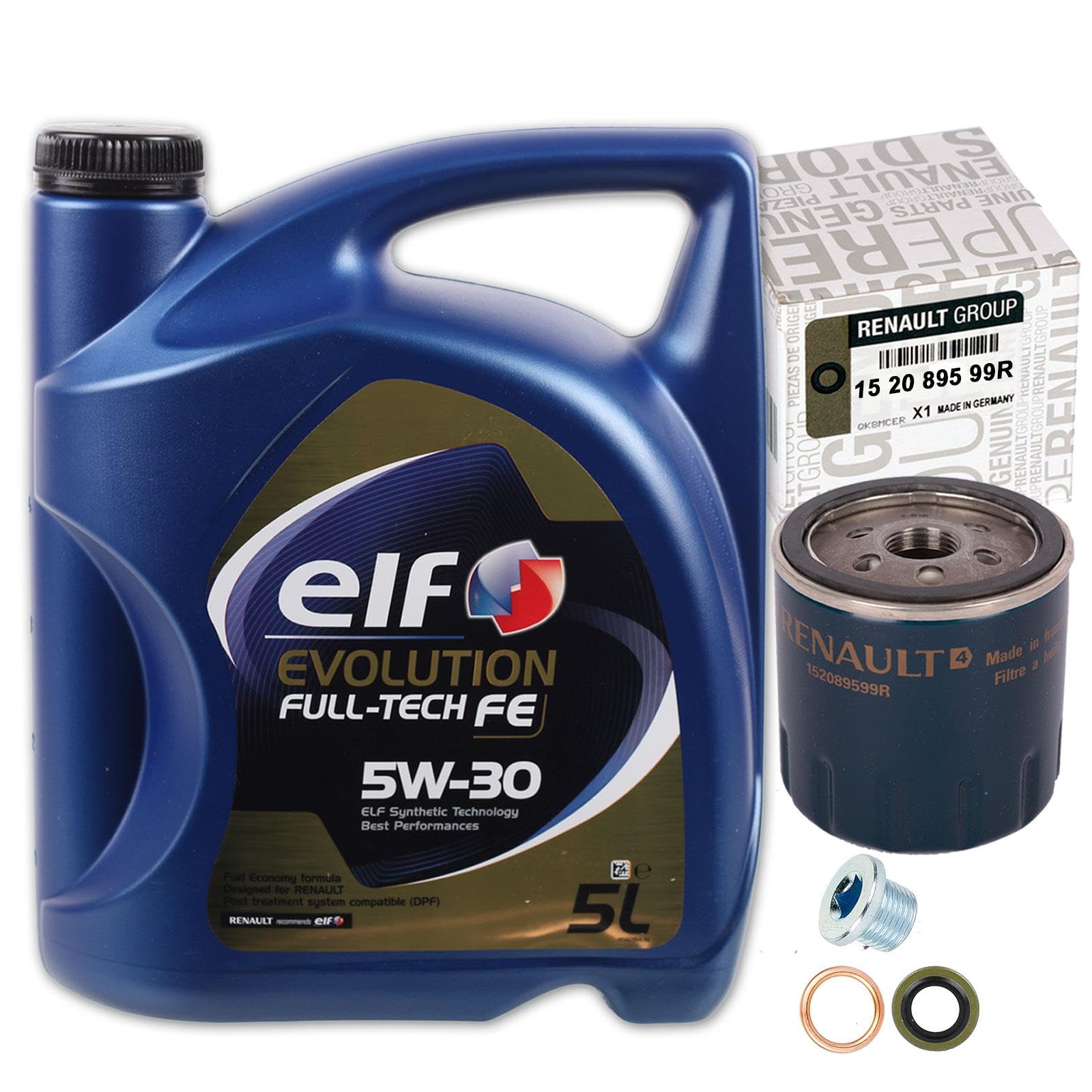 Ölfilter+5W30 Öl | 152089599R,(OC978)+518.471.021 Full Tech 5W30 passend für Megane III IV Kangoo Logan 1.5 Dci