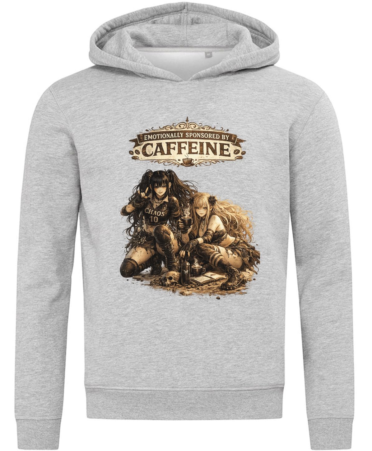 Emotionally Fueled by Caffeine Vibes bluza z kapturem bluza z kapturem mieszanka bawełny szara