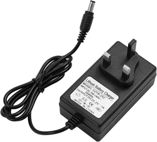 25.2V 1A Battery Power Adapter, Battery Charger Charging Power Supply with LED Indicator, Multiple Protection, for Headlights, Toy Cars, Balance Cars, etc(Black)