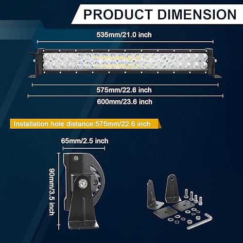 Miniatura 2 de Willpower Barra de luz LED de trabajo de 22 en 24 pulgadas de 120 W para camión, coche, ATV, SUV, 4 x 4, Jeep todoterreno, lancha, conducción de la