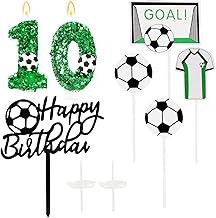 Sequins Birthday Candles Numbers 10 (Football Decoration), Candles Birthday, Green Birthday Candle, Birthday Candles for Cake, Candle 10, Candles Numbers (with Cake Decoration Football Set)