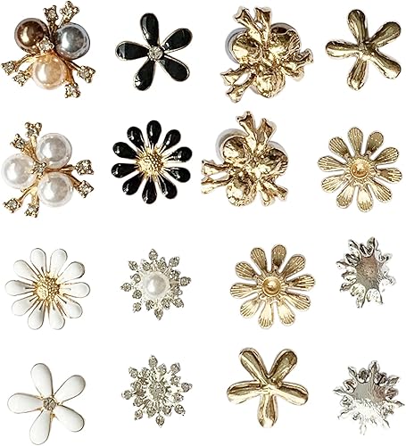 Miniatura 3 de 80 botones de diamantes de imitación de flores, botones de perlas de imitación, parte trasera plana para hacer joyas, boda, fiesta, decoración del