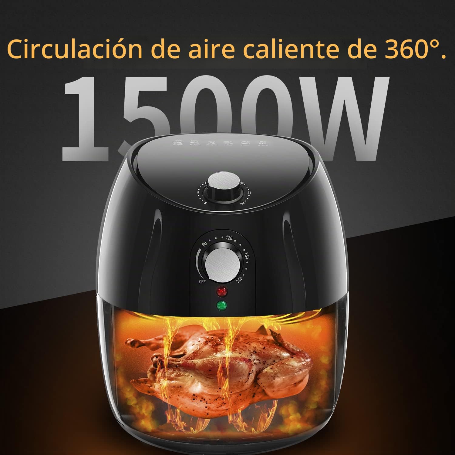 Aigostar Hayden - Freidora de aire sin aceite, 1500W, gran capacidad 3,5 L, cesta antiadherente, apagado automático, selector de temperatura. Libre de BPA.