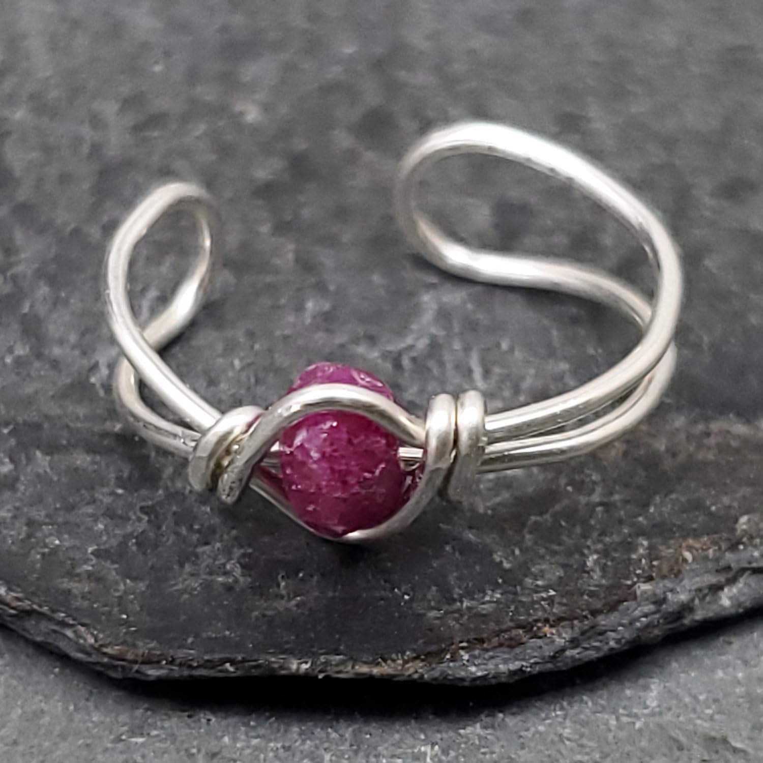 Sterling Silver Ruby Clip On Ear Cuff, Non Piercing Dainty Huggie Gemstone Earring, July Birthstone - Image 4