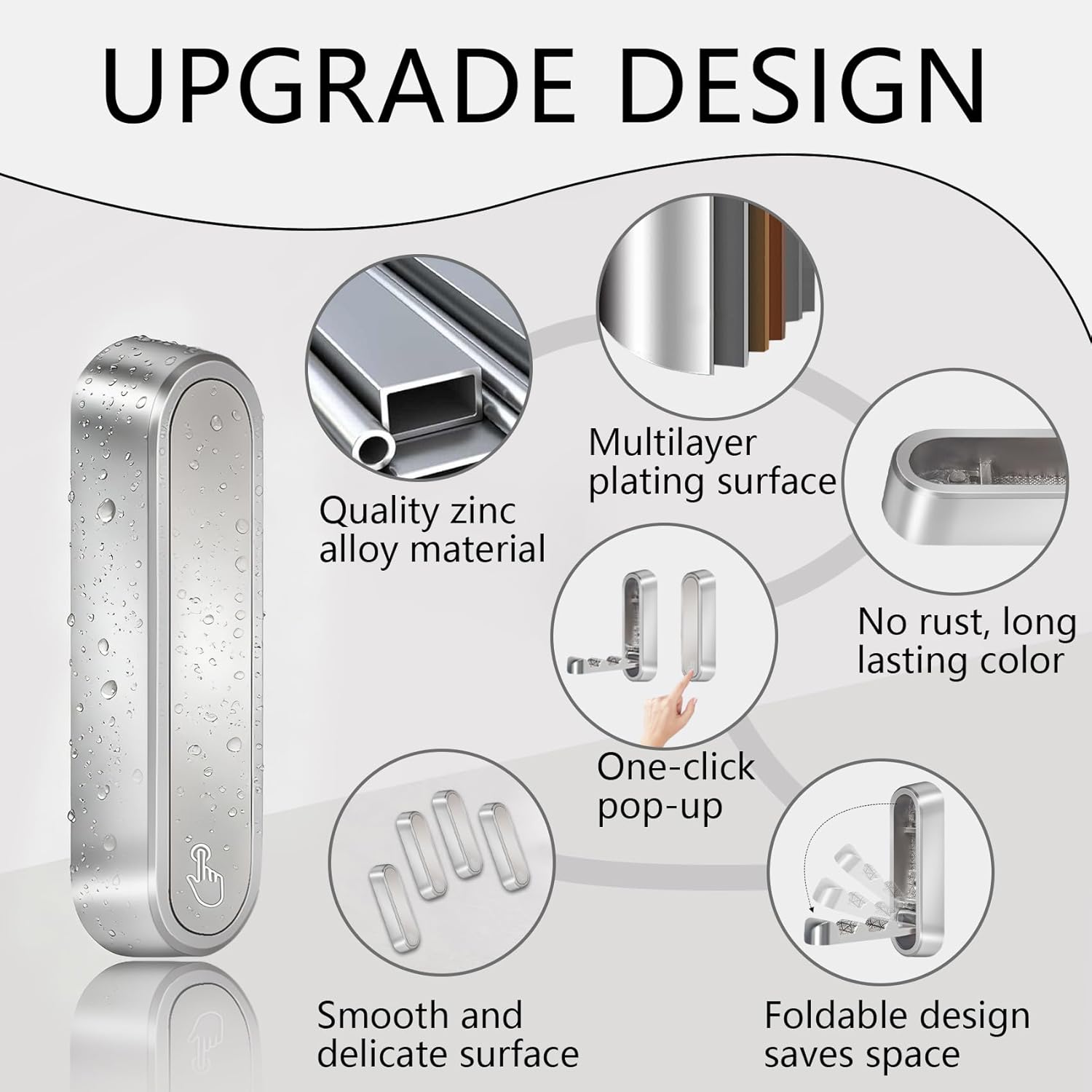 4PCS Foldable Wall Hooks, Heavy Duty Zinc Alloy Folding Wall Hooks, Folding Coat Hooks Wall Mount Bathroom Foldable Towel Hooks for Hanging Clothes, Bags, Hats, Bathrobes, Keys and Kitchen (Silver) - Image 2