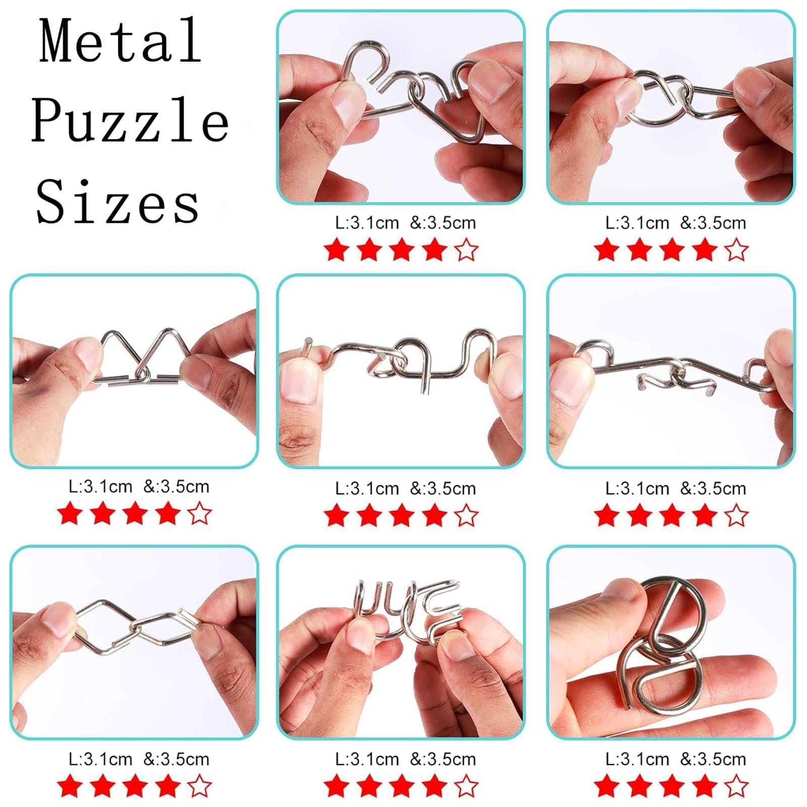 Casse Tete Metal 8 Pièces lique, Jeux Casse Tête Metal, Métallique Wire