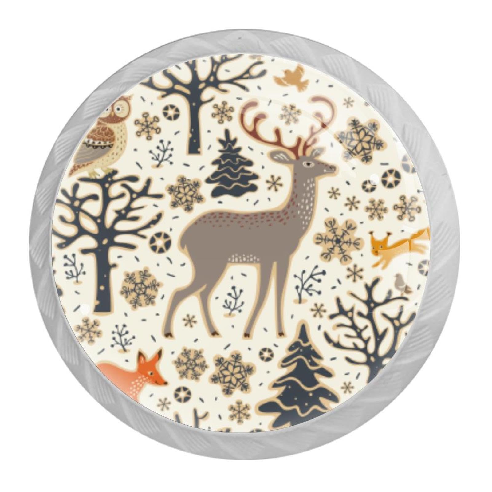 Tqmspg Multi17 4 Pieces Drawer Pulls Forest Animal Deer And Fox Door Knobs Dresser Handles For Kitchen Wardrobe Cupboard Hardware Furniture