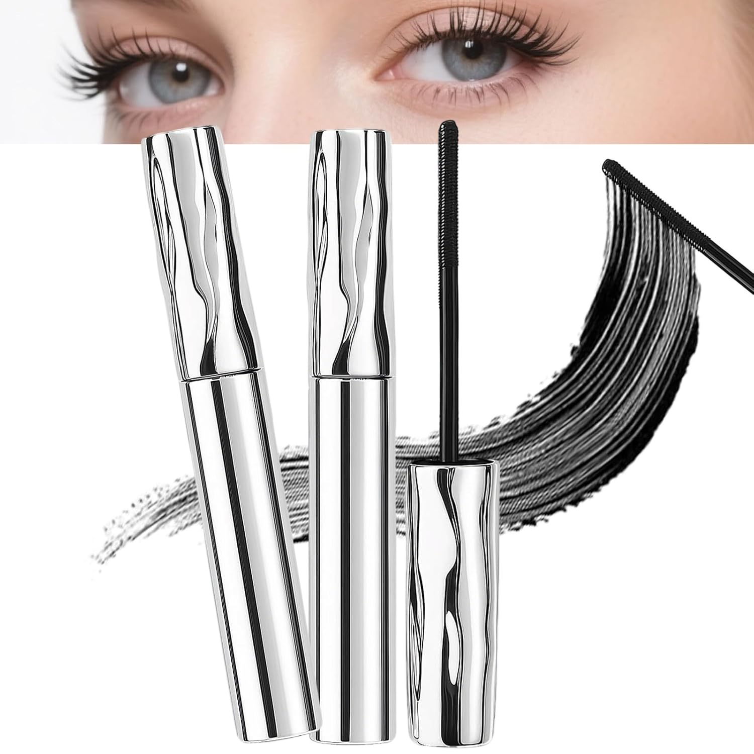 2 PCS Eyelash Primer, 2026 New Waterproof Tubular Eyelash Primer Curling Women, Tubular Fiber Mascara Black Natural for Old Women (2 PCS Black)