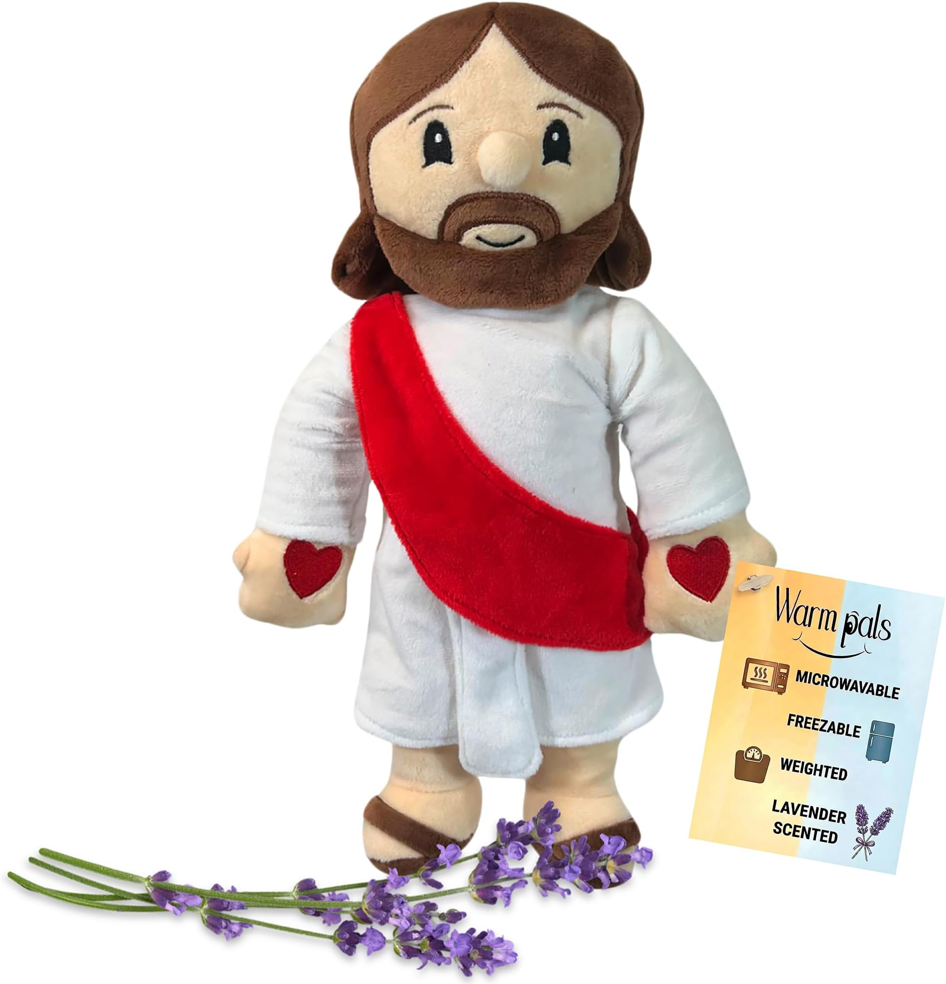 Jesus - Microwavable & Weighted Plush Stuffed Animal - Heated Plushie for Warmth - Cute, Soft, Cozy Toy for Adults & Children (Boys, Girls, & Toddlers) by Warm Pals