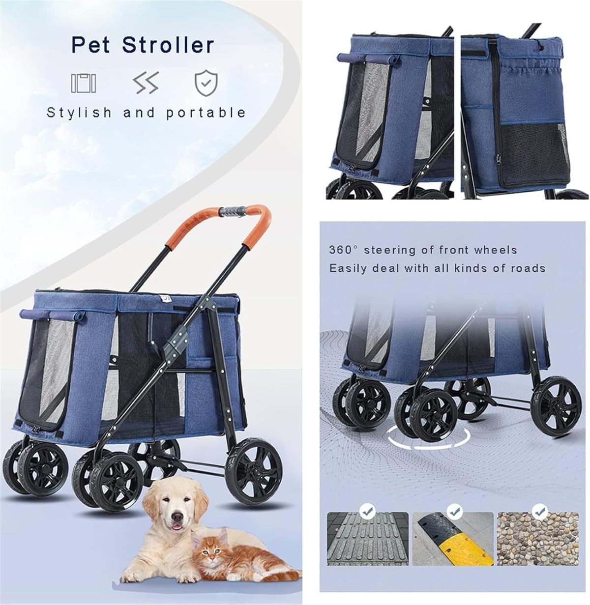 限定】ペットカート Bolinker 大型犬用カート大容量 ワンタッチで簡単