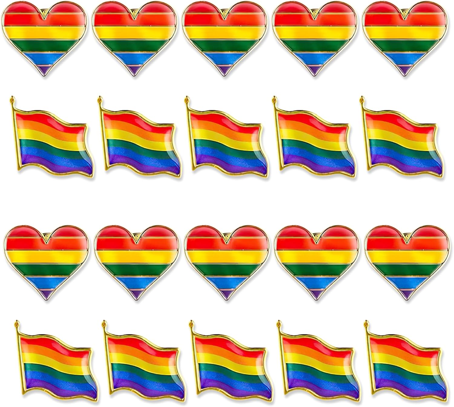 20PCS Pride Pins, LGBT Pins, Equality Gay Lesbian Progress Flag Lapel ...