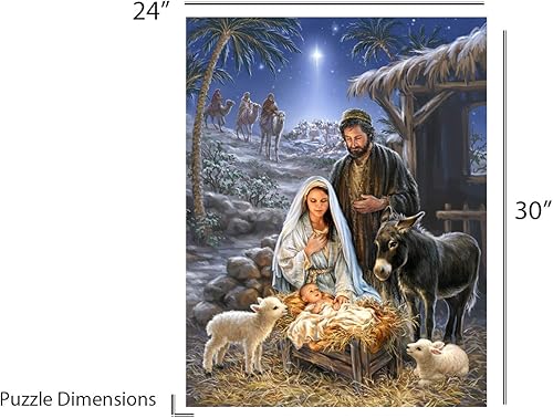 Miniatura 4 de Springbok - Savior is Born - Rompecabezas de 1000 piezas - Un Belén está bellamente ilustrado celebrando el significado de la Navidad