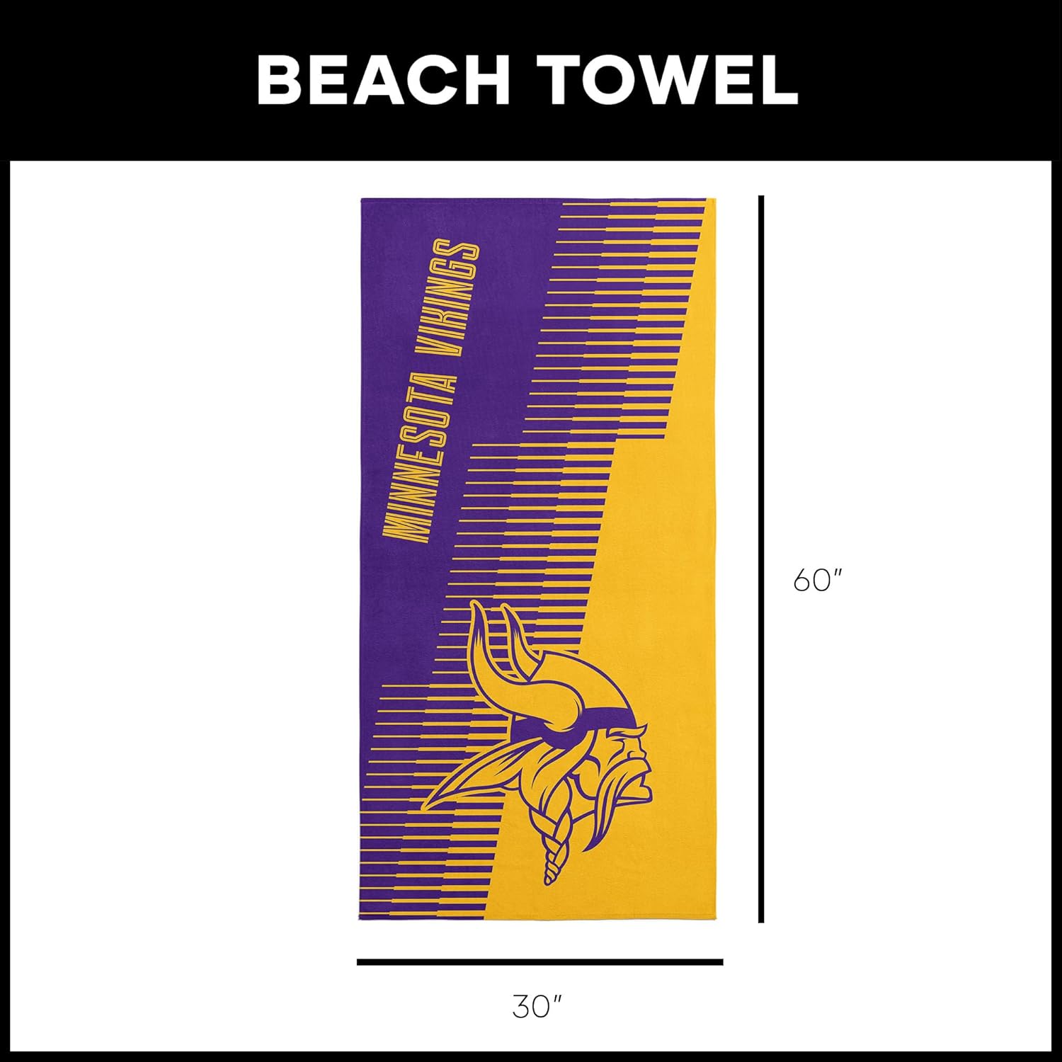 NORTHWEST Minnesota Vikings NFL Progression Jacquard Beach Towel 36 x 72 Inches - Image 6