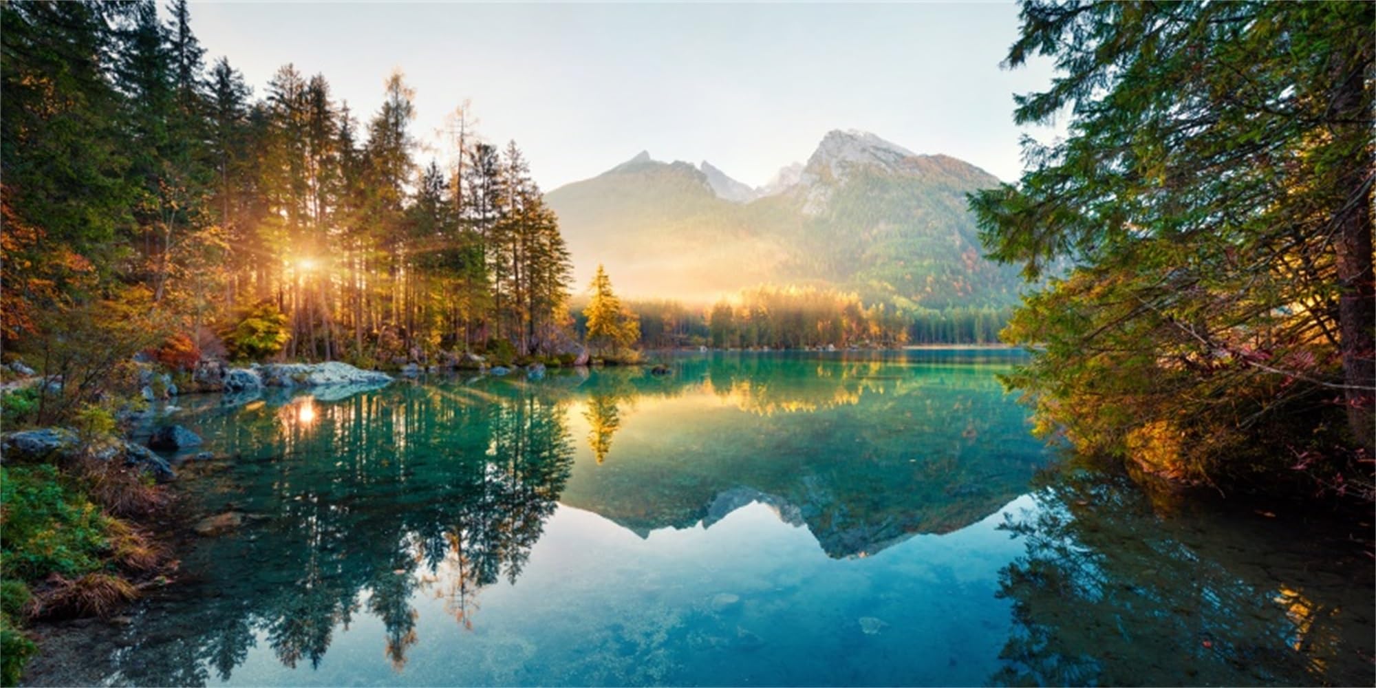 MIRRORANG 120x50cm Nature Landscape Aquarium Background River Mountain Autumn Scenery Fish Tank Background Vinyl Background