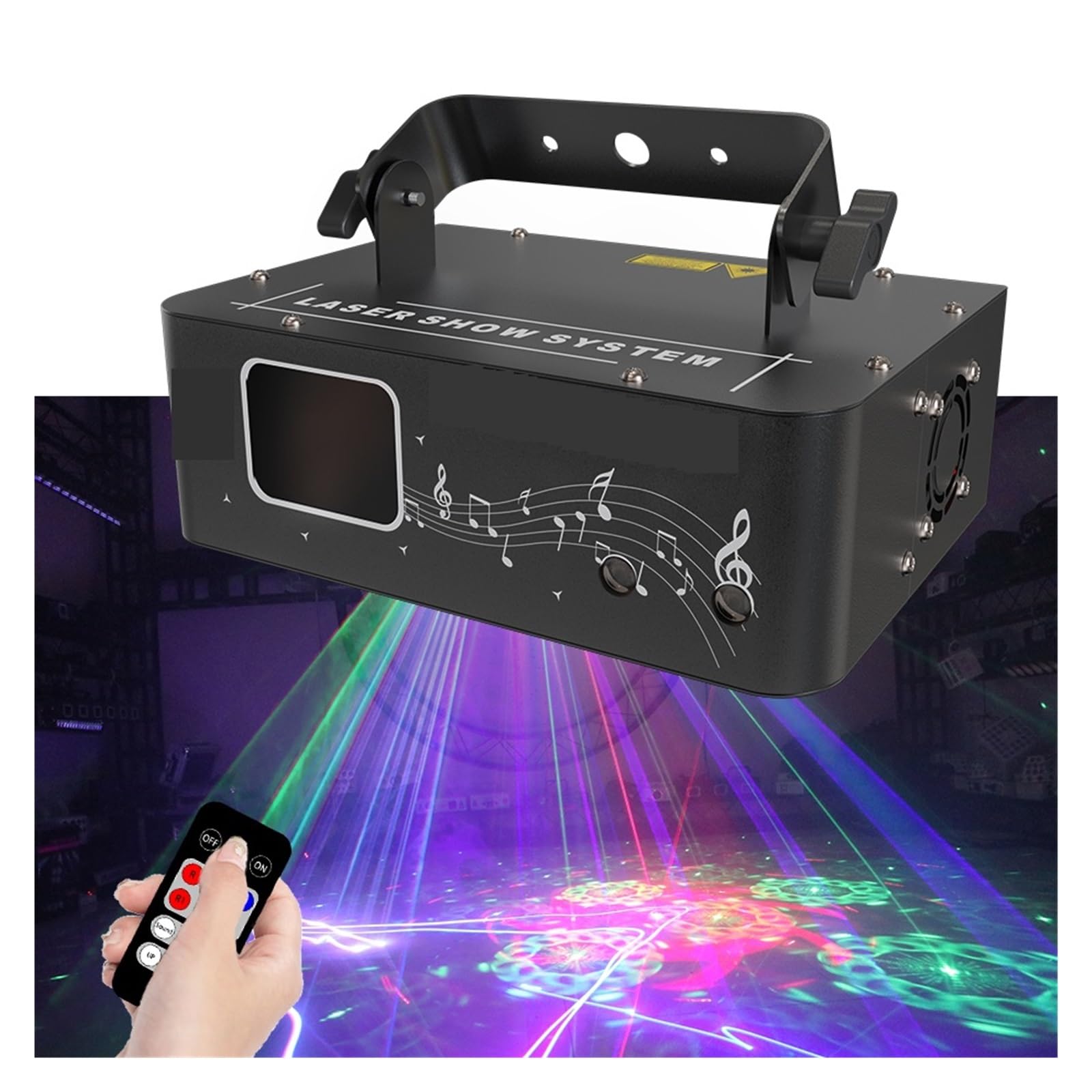 Bühnenlichter 500 MW RGB-Laserstrahllinienscanner RG-Muster 2-in-1-Projektor DJ Disco Urlaub Party Hochzeit Bar DMX Bühnenbeleuchtungseffekt(Without Remote)