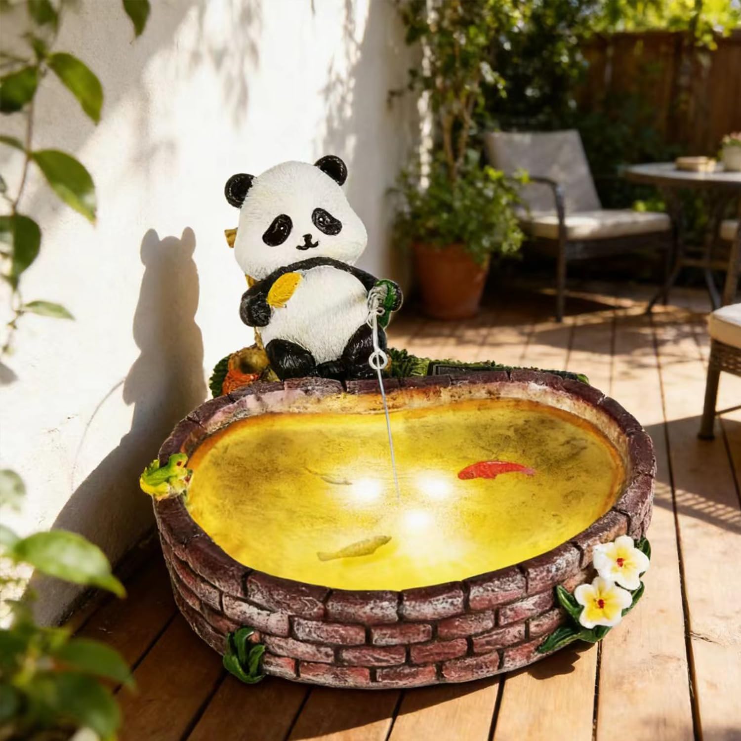 Solar Panda for Outdoors Garden Panda Statue Patios, Yards, and Lawn Ornaments Gardening Gifts for Women